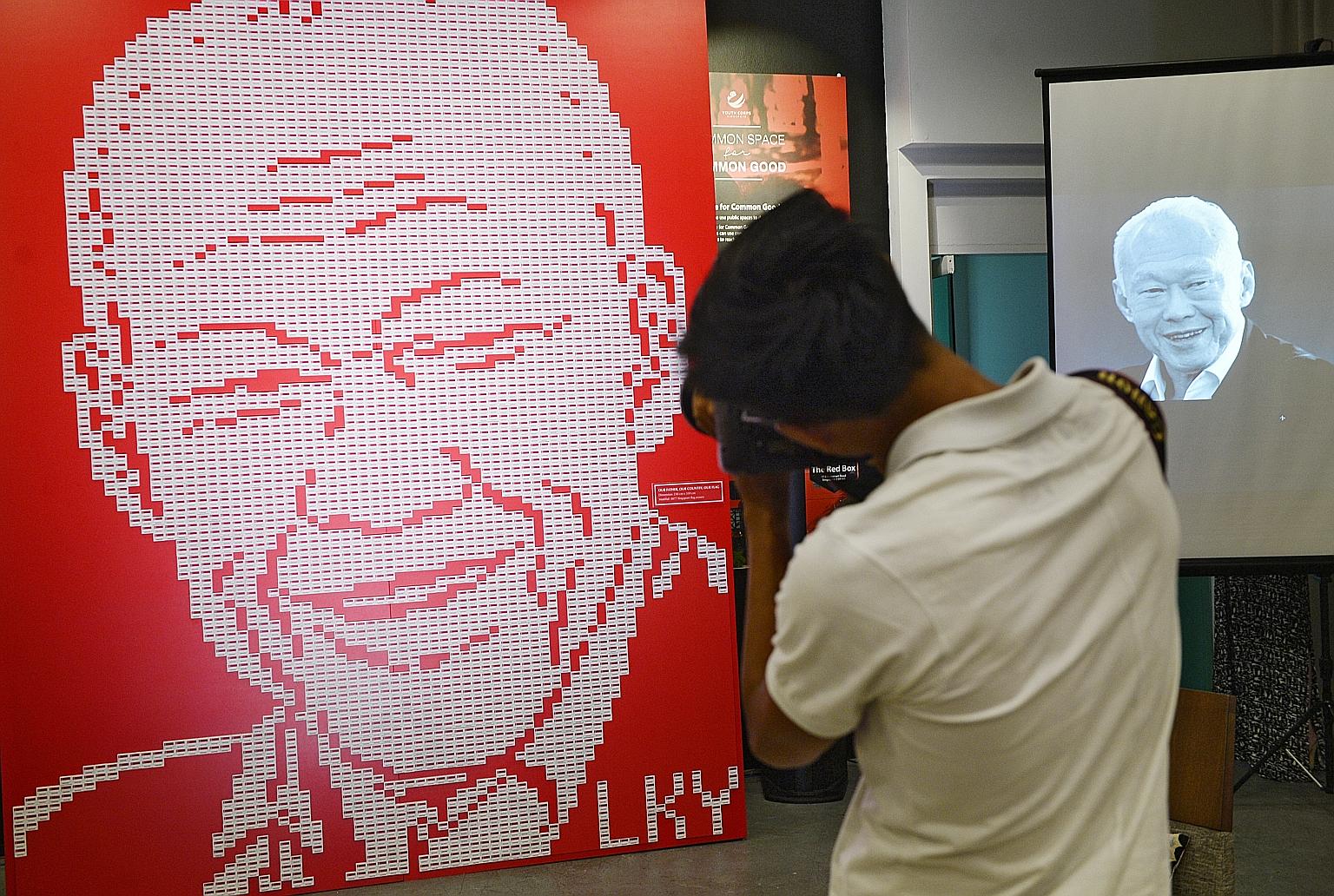 Dr Lee, in an earlier Facebook post, said this picture of an art installation of 4,877 erasers in the likeness of Mr Lee Kuan Yew's image, which was featured on the front page of ST on March 21, had made her wince.
