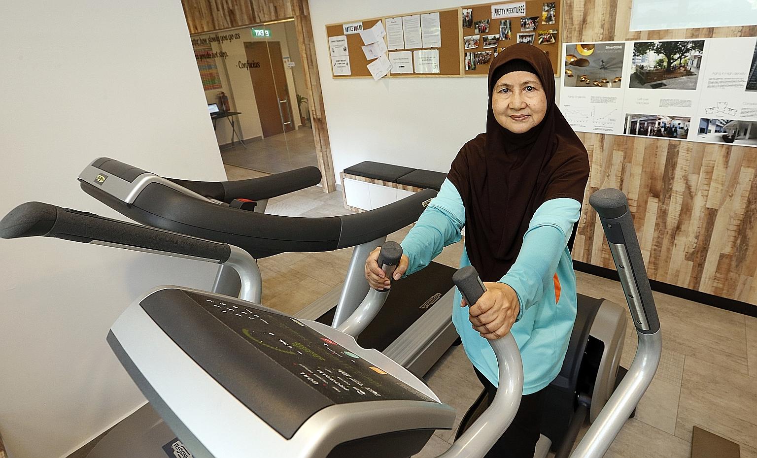Madam Salmah has been visiting the SilverCove centre five times a week since it opened in September last year. The centre boasts a senior-friendly gym, offers health and dental check-up services and hosts an array of activities, like karaoke sessions
