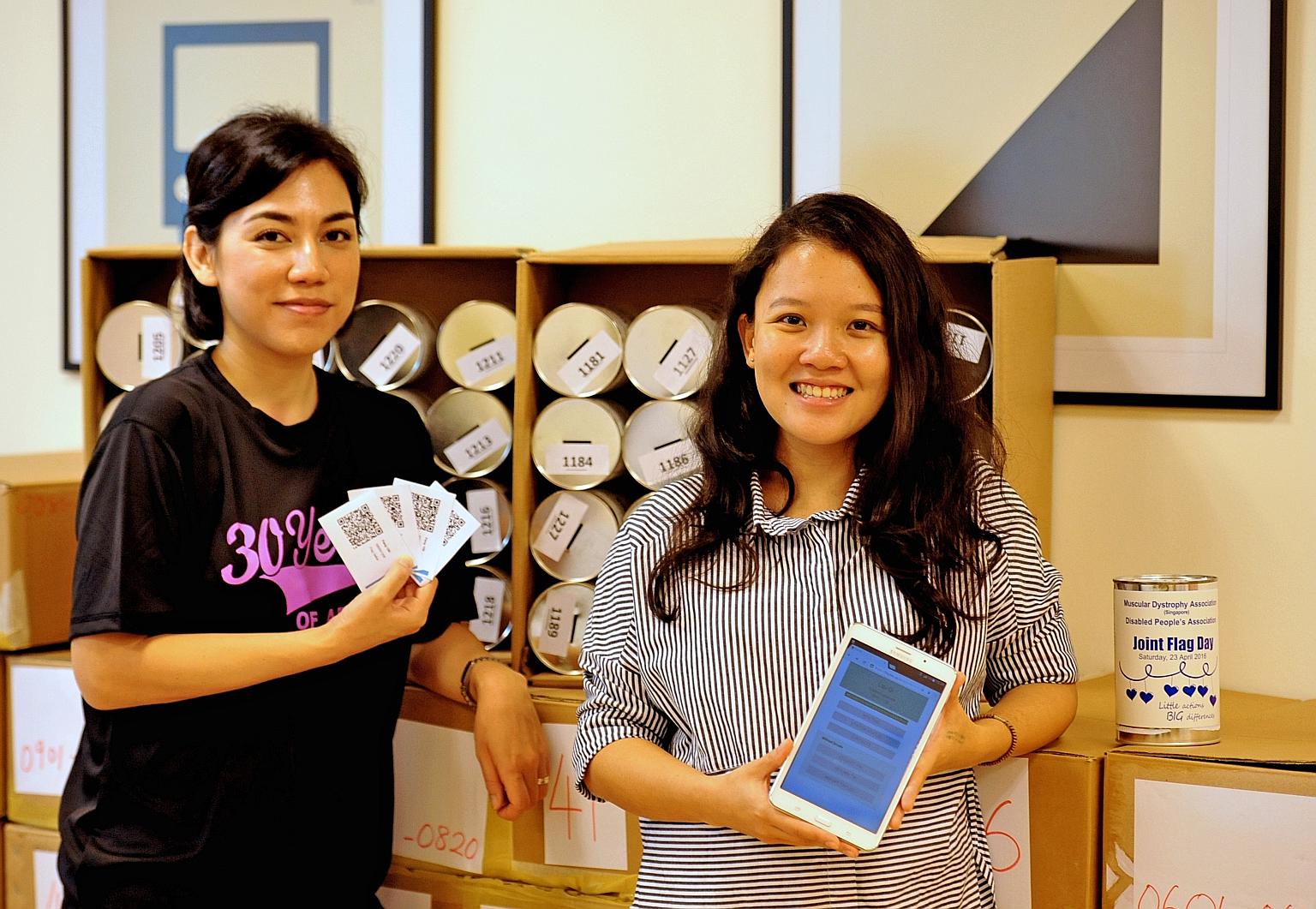 DPA executive director Medjeral-Mills (far left) and ThoughtWorks' Ms Cheong with some of the results of Project Tintin.