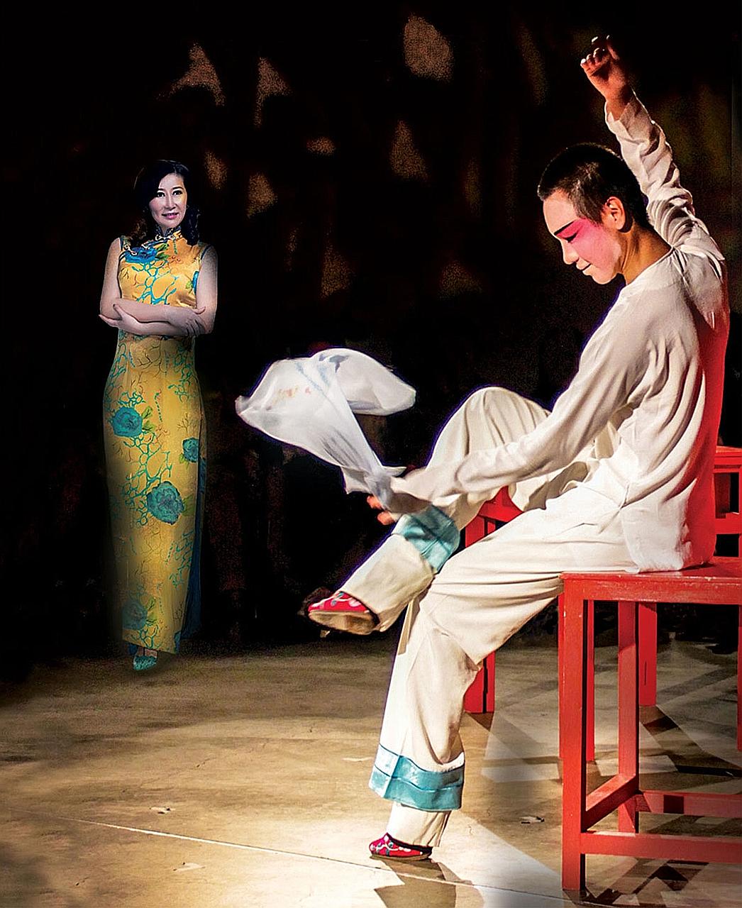Peking opera artist Tian Ping (far left) will narrate while cross-gender nandan Mou Yuandi (left) will perform in the Gateway To Peking Opera - The Nandan.