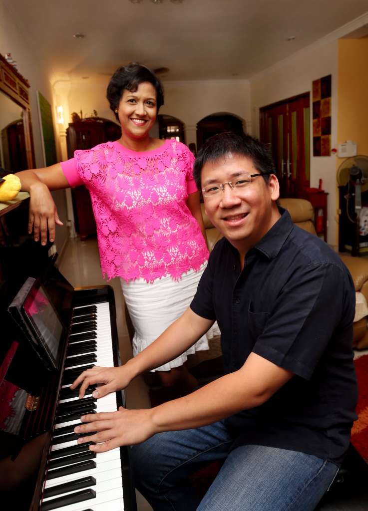 Former lawyers Rani Singam and Chok Kerong rehearsing for the Law Society's Just Sing concert next month. 