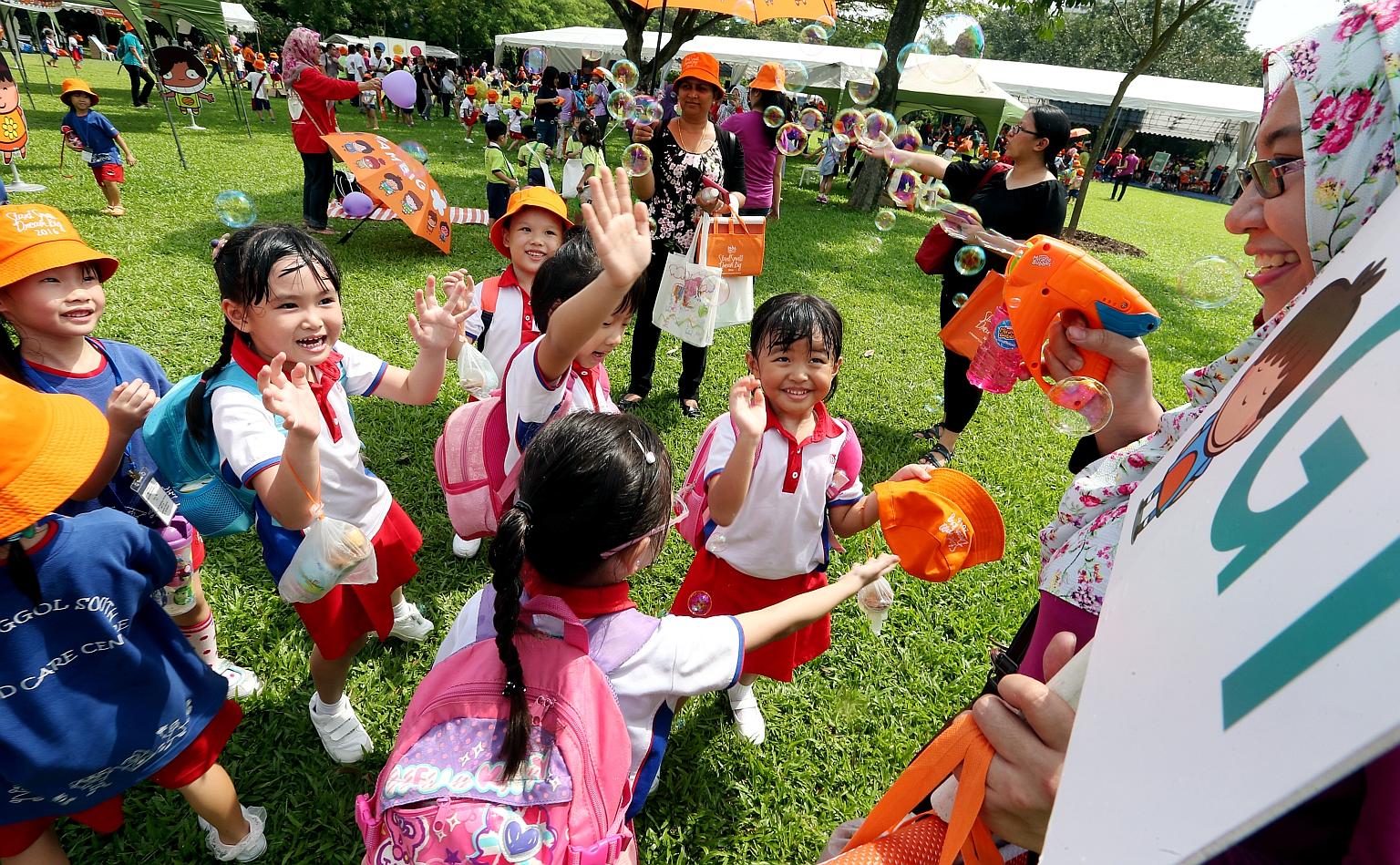 This year's Start Small Dream Big initiative, where pre-schoolers will work with their centres and parents on community projects, was launched at Bishan-Ang Mo Kio Park yesterday.
