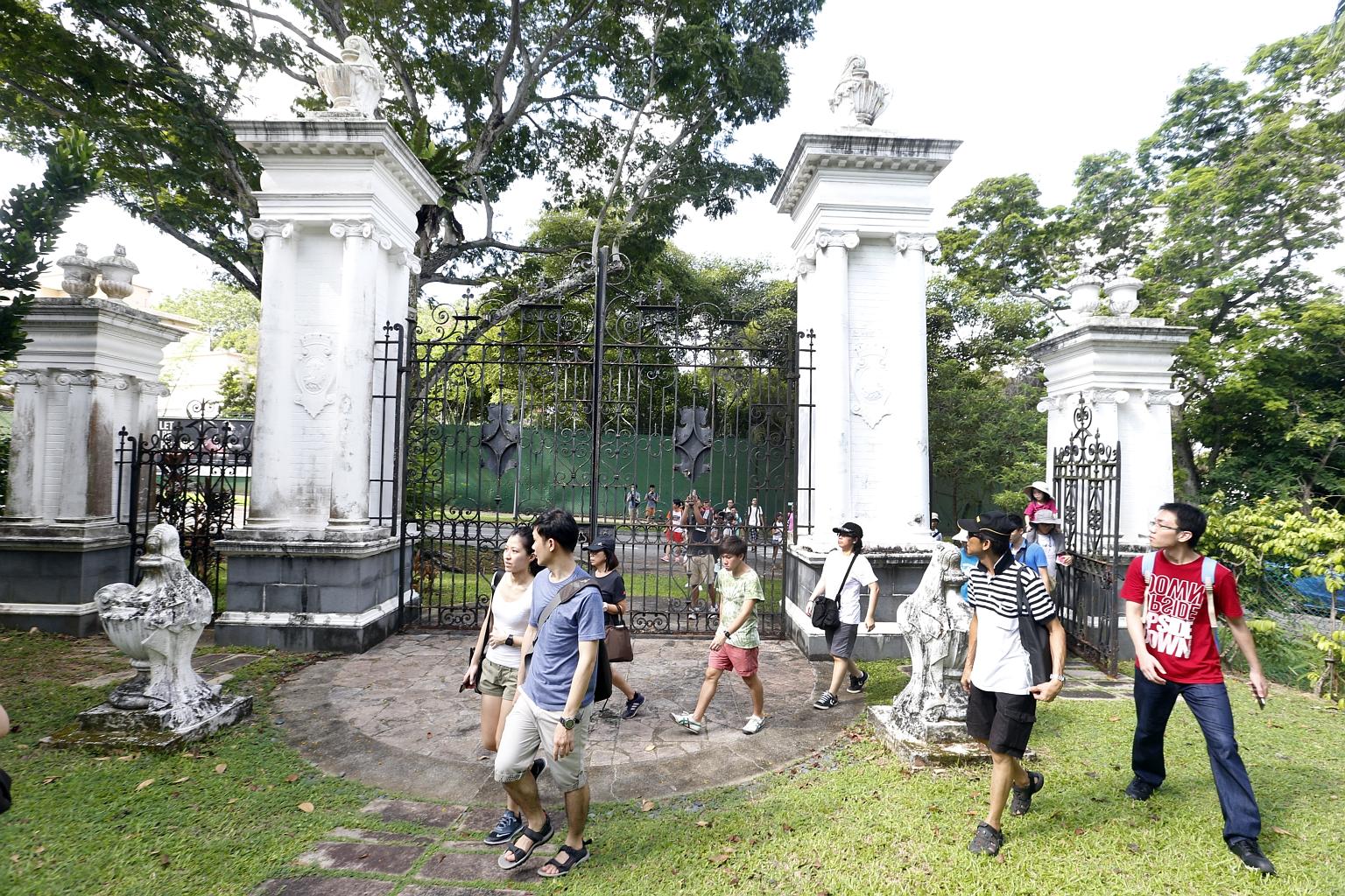 An old gate and gatepost at Bidadari Cemetery. The Bidadari Heritage Nature Walk takes participants through part of the former cemetery, Mount Vernon Columbarium and past the Gurkha Cantonment.