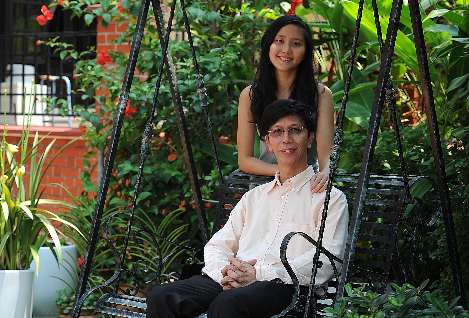 Dr Richard Kwok (seated), with his daughter Kwok Fuyu. Dr Kwok was regarded as stupid in school, but discovered he was dyslexic later in life. He is now Chief Technology Officer at Singapore Technologies Kinetics.