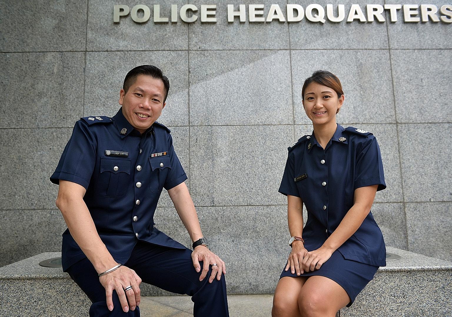 Junior officers like Staff Sgt Seow (top) can expect faster progression. DSP Lim (above) joined the force with O levels 26 years ago.