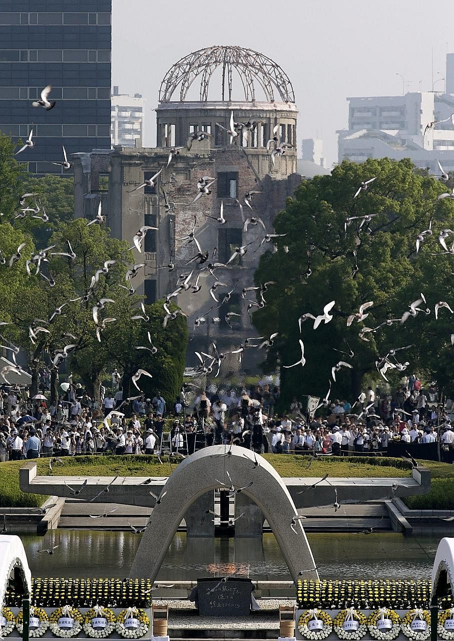 Later this month, Mr Obama will visit the Hiroshima Peace Memorial Park (right), which is dedicated to those who died during the bombing. The White House said Mr Obama will not apologise for President Harry Truman's decision to use the bomb, which ma