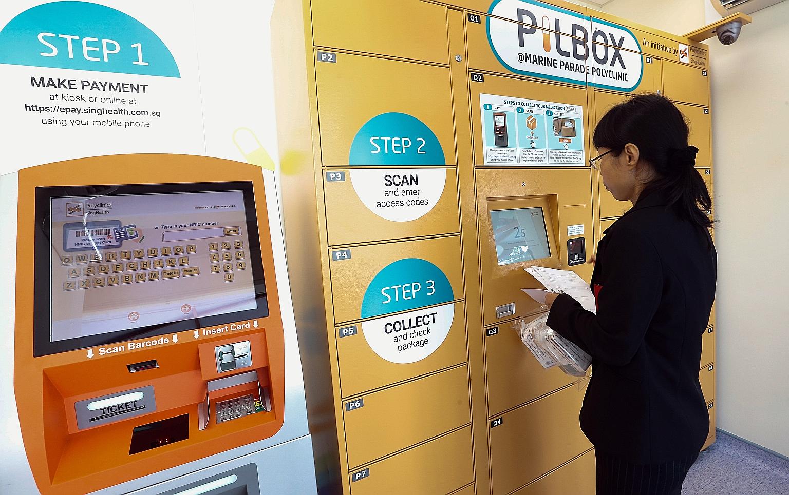 On the scheduled date arranged with patients, the clinic places regular medication into a locker at a kiosk outside its premises.