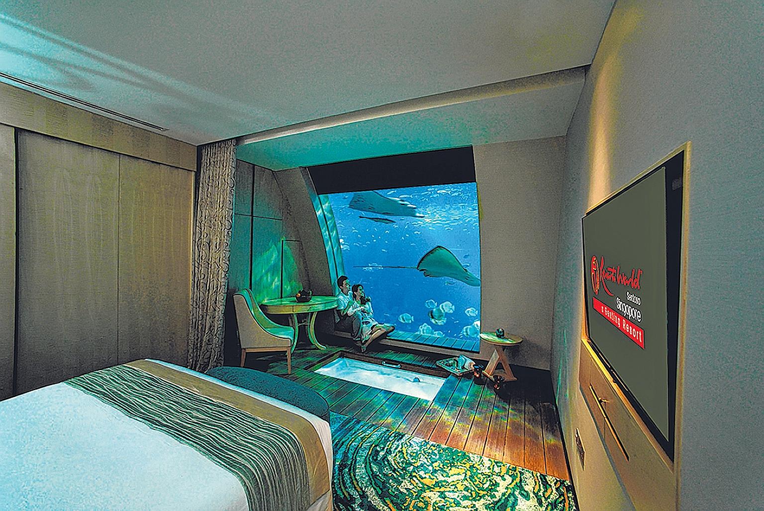 One lucky reader will win a trip for two to a destination of his choice. Also up for grabs are five two-day, one-night stays at Resorts World Sentosa, including a stay in an ocean suite with an underwater view (above).