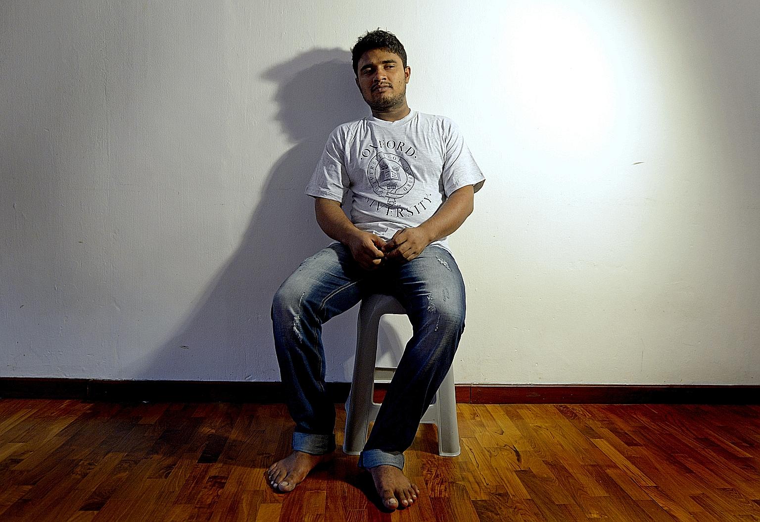 Mr Molla Shahjahan says he was grabbed by two men after he was discharged from Alexandra Hospital on Tuesday. He claims he was then locked up and told he would be repatriated the next day.