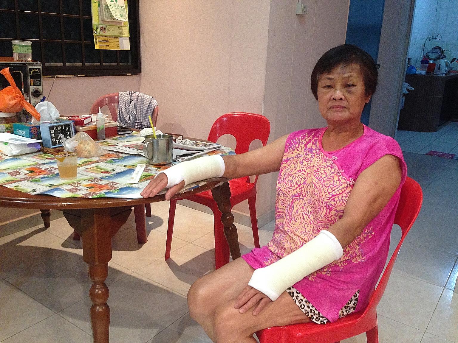 In the latest lift incident on June 9, Madam Lai suffered wrist fractures and bruising in her left eye when she tripped while exiting a lift in her Bukit Batok block. The lift was not level with the first floor when the doors opened, she said.