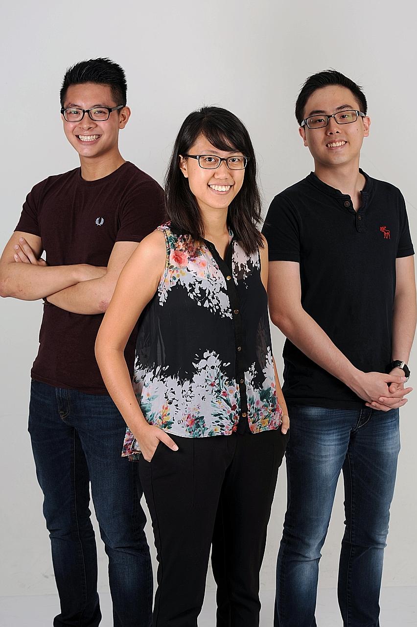 From left: Unseen editors Leonard Yip, Joanne Loo and Jerome Lim are among a group of eight young people who produce a magazine aimed at spurring A-level students of English literature to explore their texts outside the pressure-cooker environment of