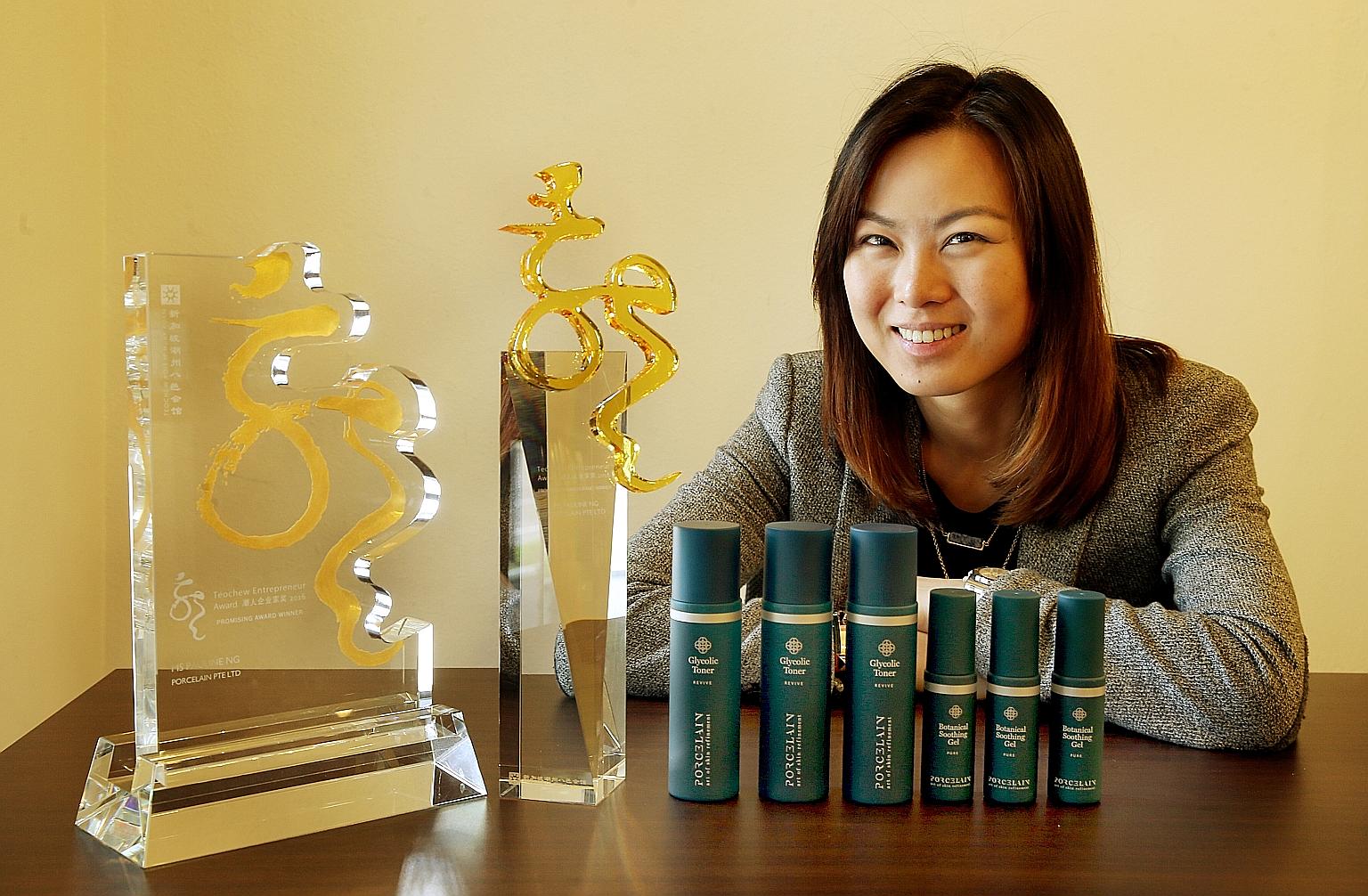 Ms Ng was the youngest winner at the Teochew Entrepreneur Award. She is the founder of Porcelain, a face spa company.