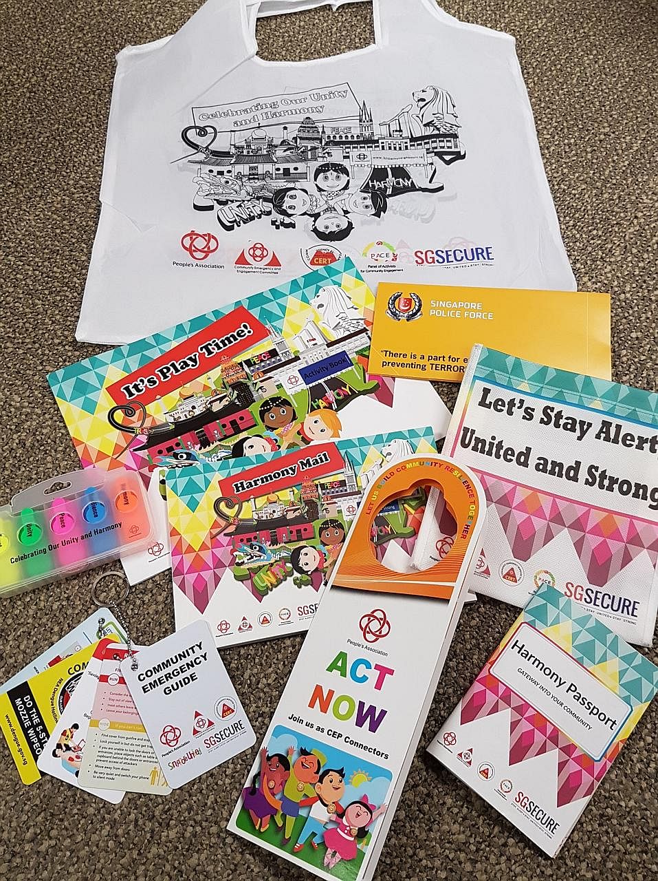 Harmony Packs for the block parties will contain fun items like postcards and notes with which to greet neighbours on special festivals, as well as useful guides on community emergency information and terrorism.