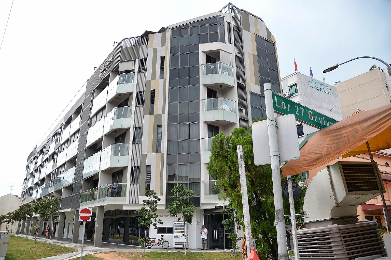 Smart Suites, one of the condominiums in Geylang where prostitutes advertising online are operating from. MHA said the police will take action against owners of residential apartments used by vice workers.