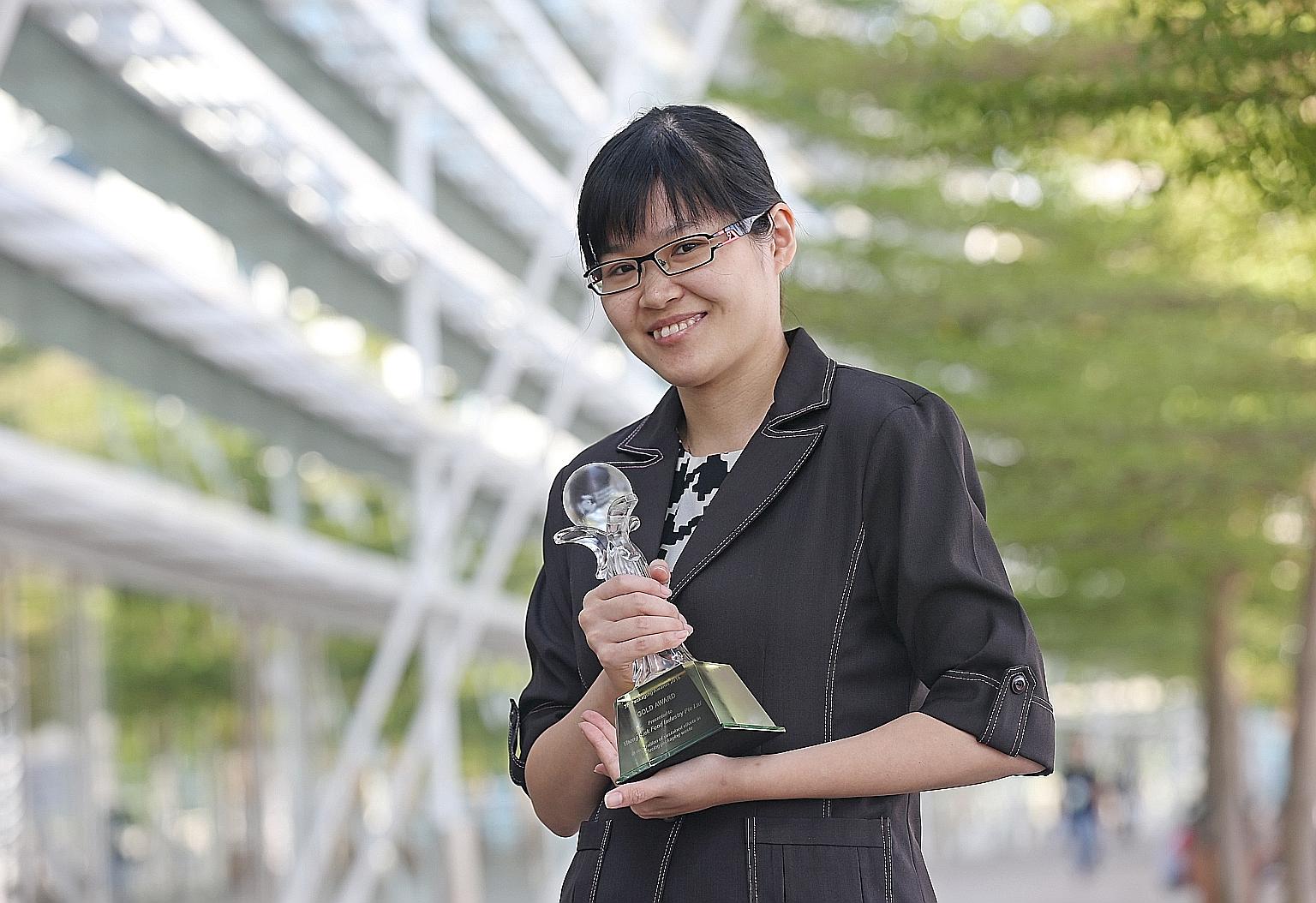 Ms Lim Xiao Fei of Thong Siek Food Industry, which won the merit and gold awards at the 3R Packaging Awards 2016, yesterday. Companies are recognised at the event for their efforts to reduce packaging waste.