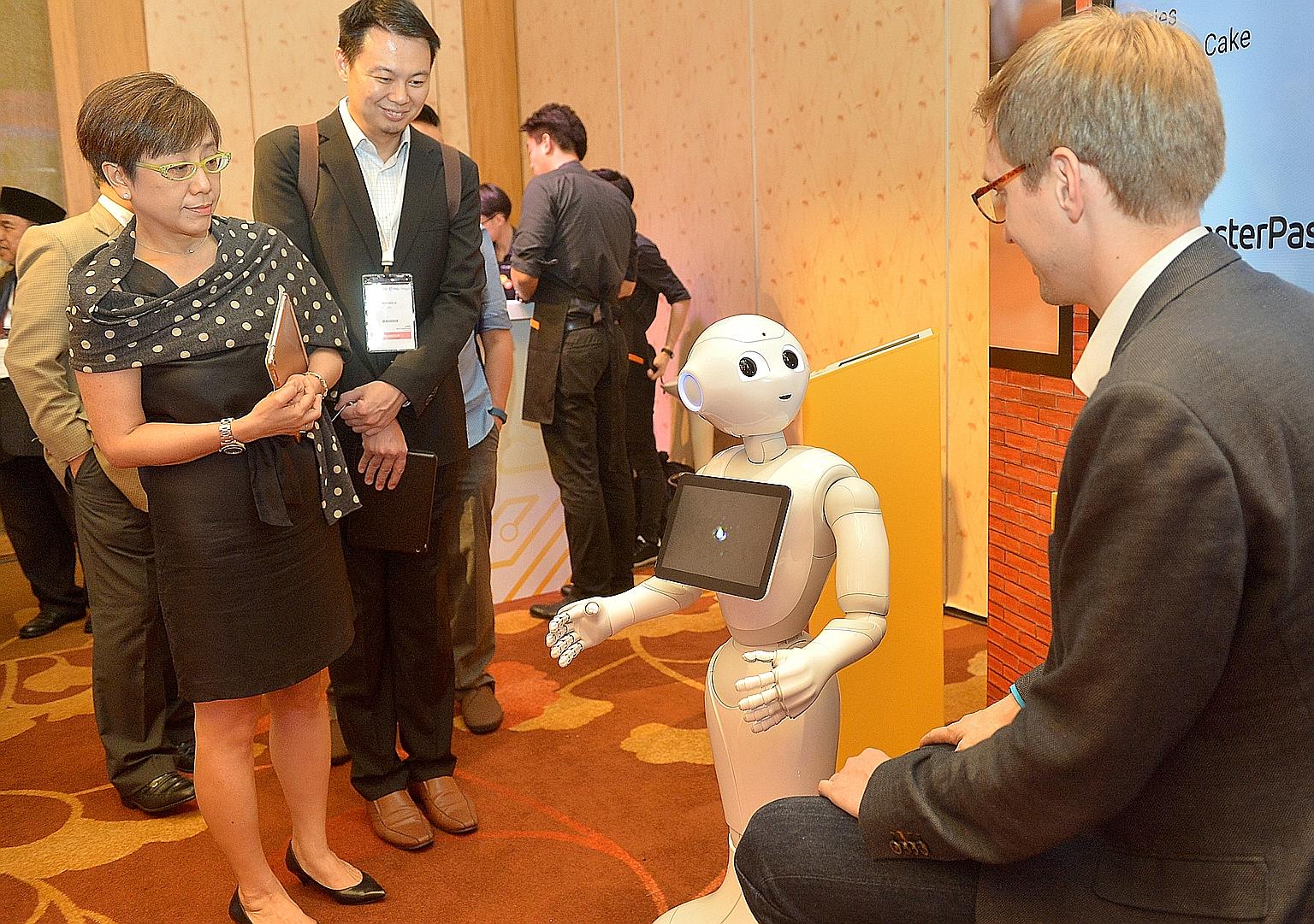 Pepper uses sensors in its eye sockets to read the emotions of people it talks with.
