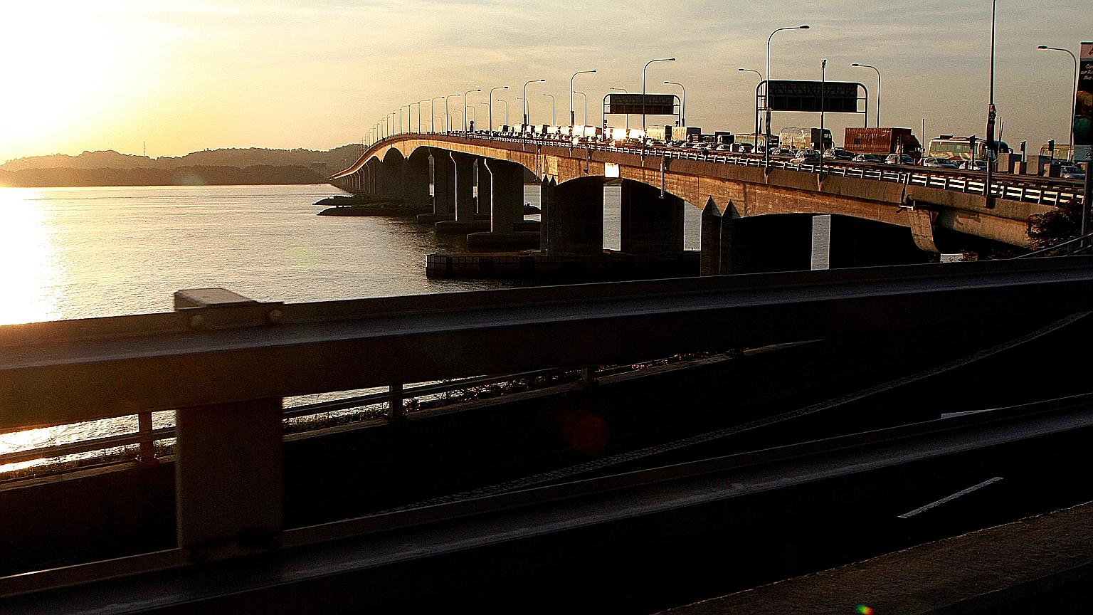 A view of the Second Link at Tuas from the Singapore side. Experts say building an undersea tunnel for the HSR will be more complex, costly and time-consuming, with ECAS-EJ Consultants' Mr Chan boiling it down to either building the line on the Secon