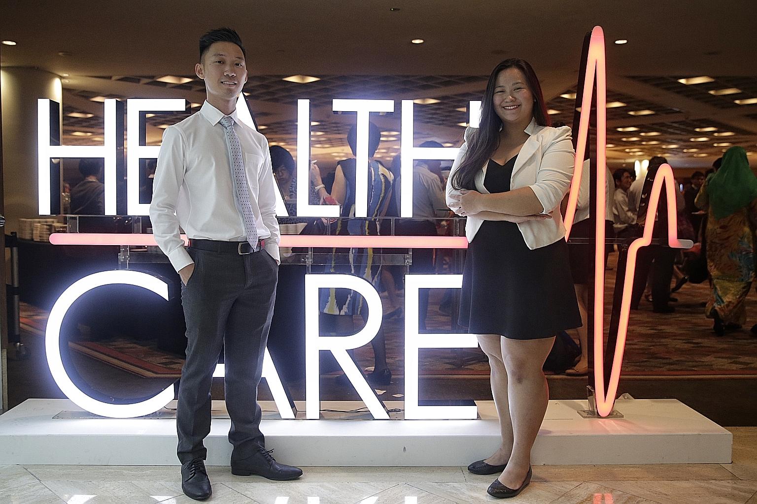 Mr Mah Yi Hui, 21, will be studying physiotherapy at University of Sydney, while Ms Eleanor Teo, 20, will be studying medical social work at NUS, both under the Healthcare Merit Scholarship.