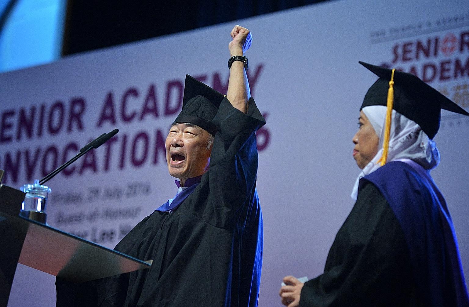 Mr Ng and Madam Suriati are among 375 seniors from the second batch of PA's Senior Academy who each received a certificate for completing the basic programme.