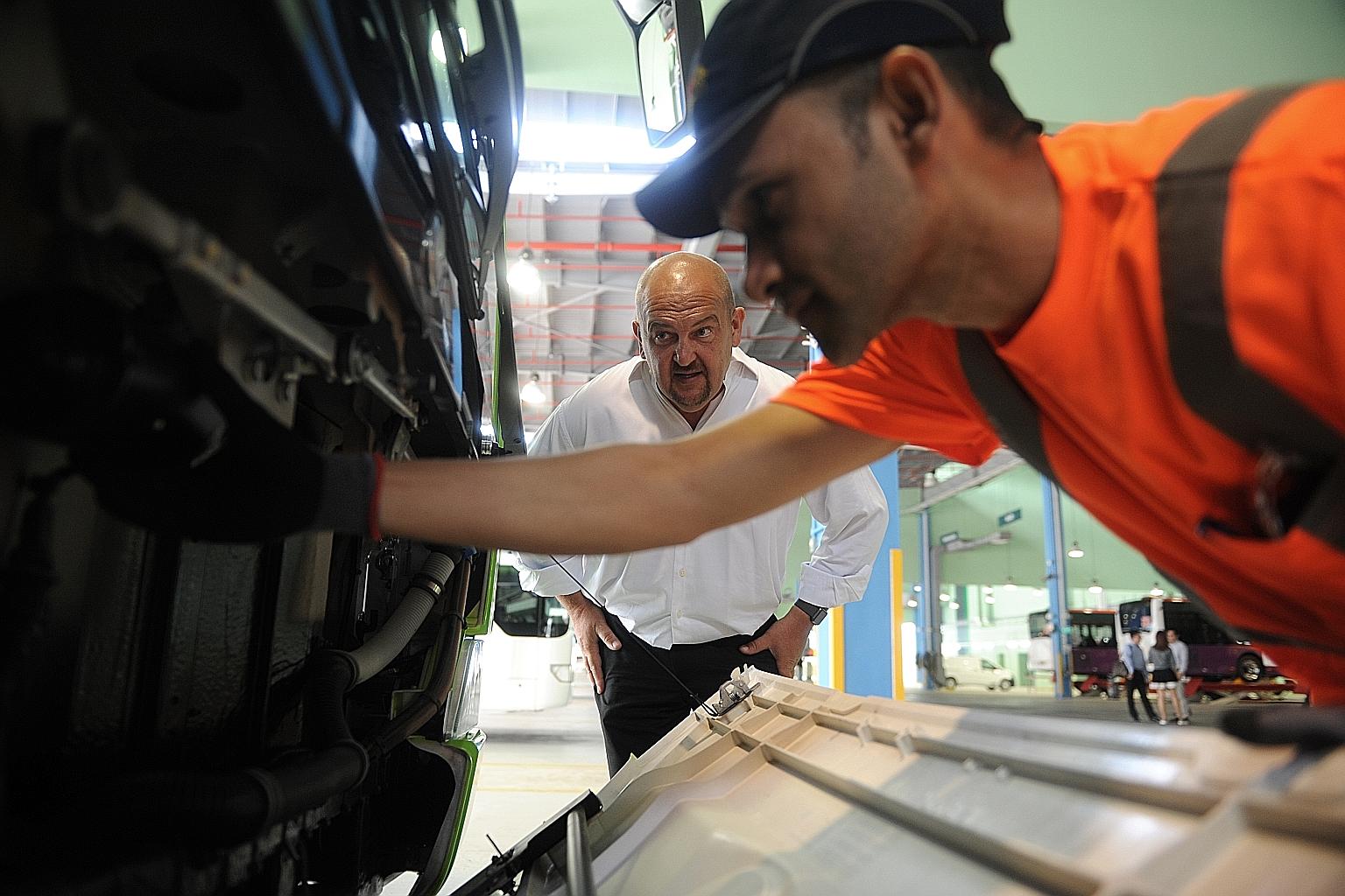 Mr Wood at Go-Ahead Singapore's depot. The operator is looking to keep its workshop processes lean, smooth and digitised.