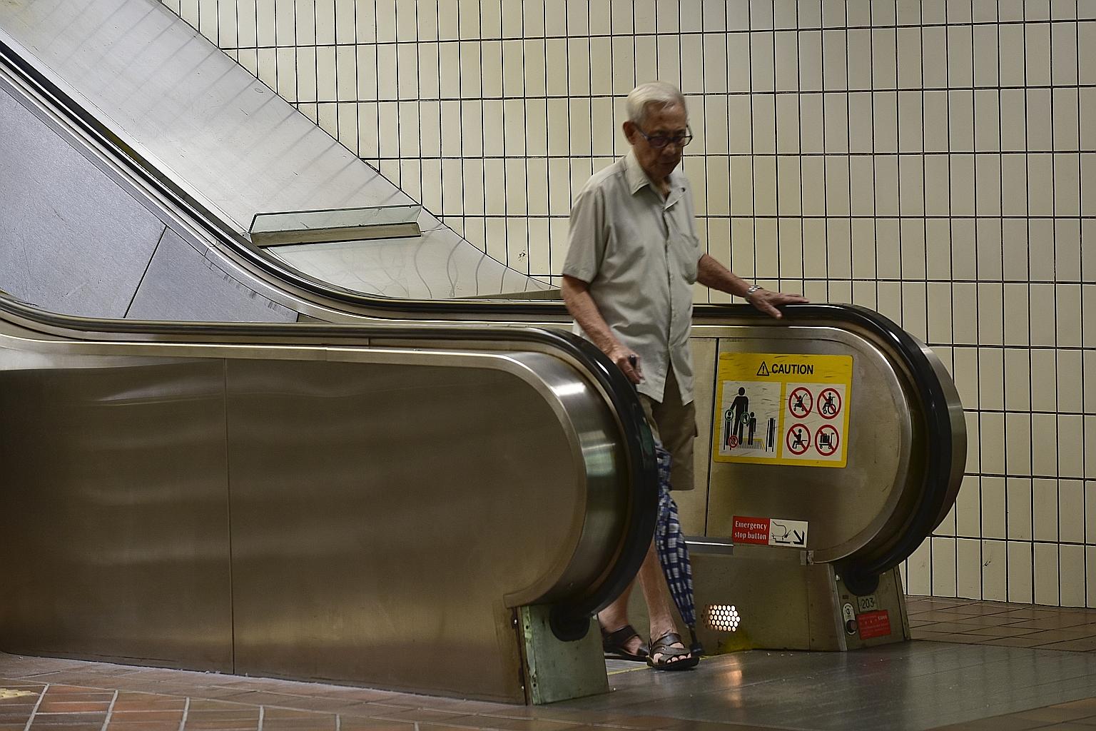 Transport experts said reducing escalator speeds would ensure the safety of groups such as the elderly and the young. SMRT said it has been testing out slower escalator speeds at selected stations since July last year.