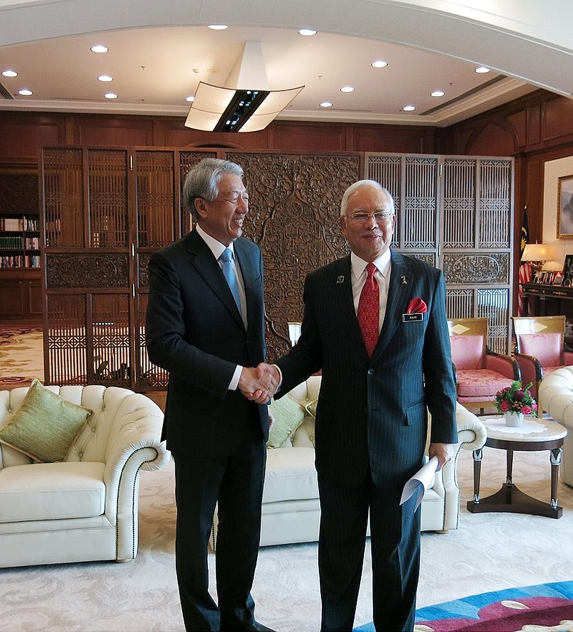 Mr Teo with Mr Najib during his visit to Putrajaya, where Singapore's good relations and cooperation with Malaysia were underlined.