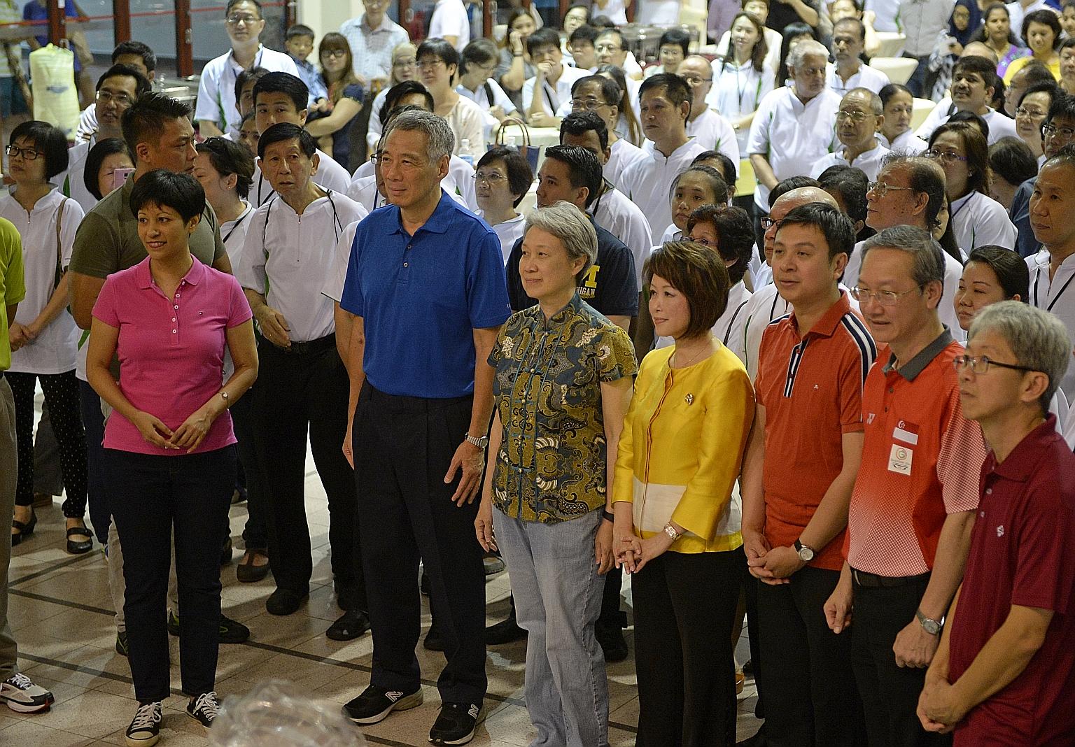 Ms Indranee (left) with PM Lee and his wife Ho Ching at the Remembering Our Founding Prime Minister Lee Kuan Yew event in Duxton, deep in the heart of the Tanjong Pagar ward, in April last year. In his speech, PM Lee recalled a Tanjong Pagar resident