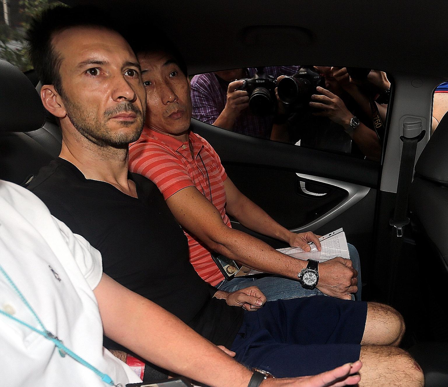 Graffart (in black) had suffocated his five- year-old son with a cushion. The sentence shocked his estranged wife Gwendoline, who said he killed their son "to hurt me as much as possible".