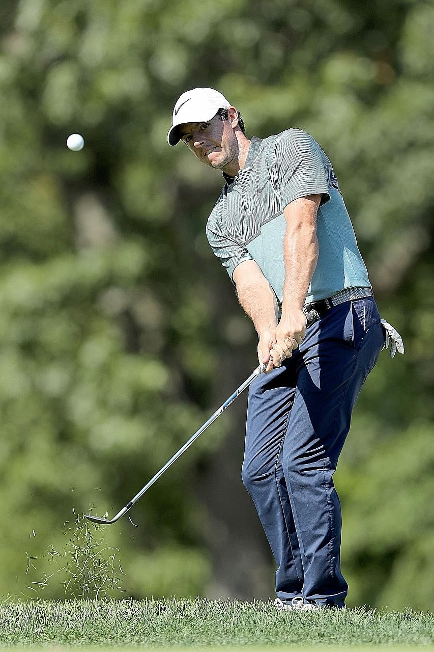 Rory McIlroy of Northern Ireland in action during the pro-am ahead of the Barclays championship. The four-time Major champion plans to let his rookie European team-mates know what to expect during next month's Ryder Cup.