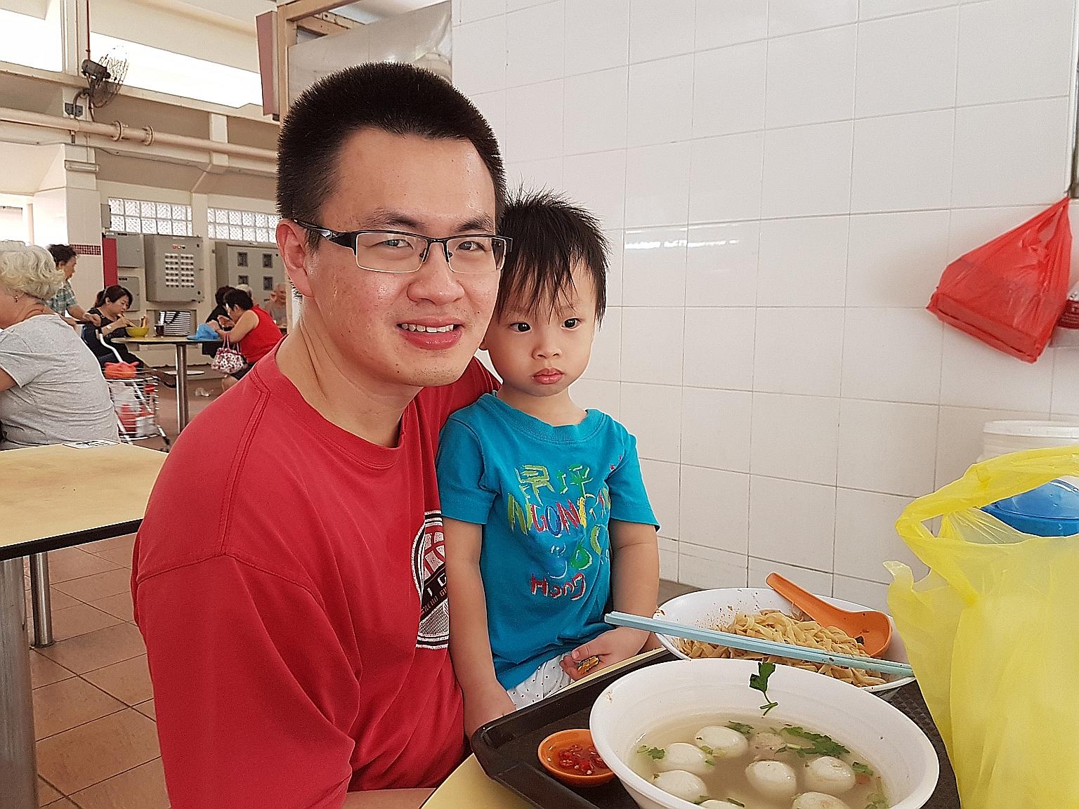 Mr Tan Kok Soon with his three-year-old son Jarrell Tan. The Bedok North Avenue 3 resident is not taking any chances even though Zika is not known to have a serious impact on young children. He makes sure his three children apply repellent before goi