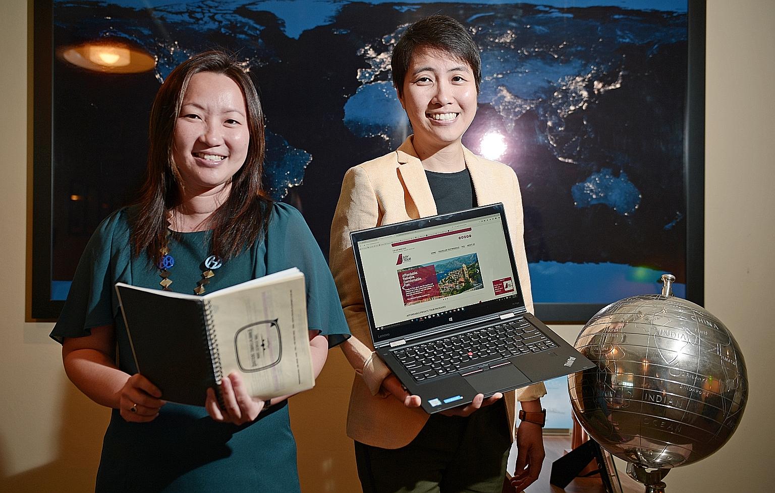 Quotient Travel Planner co-founders Javiny Lim (far left) and Lim Hui Juan developed a website that allows users to pick from a list of basic itineraries and add on activities, day tours and trip extensions. After making their payment, a booklet with