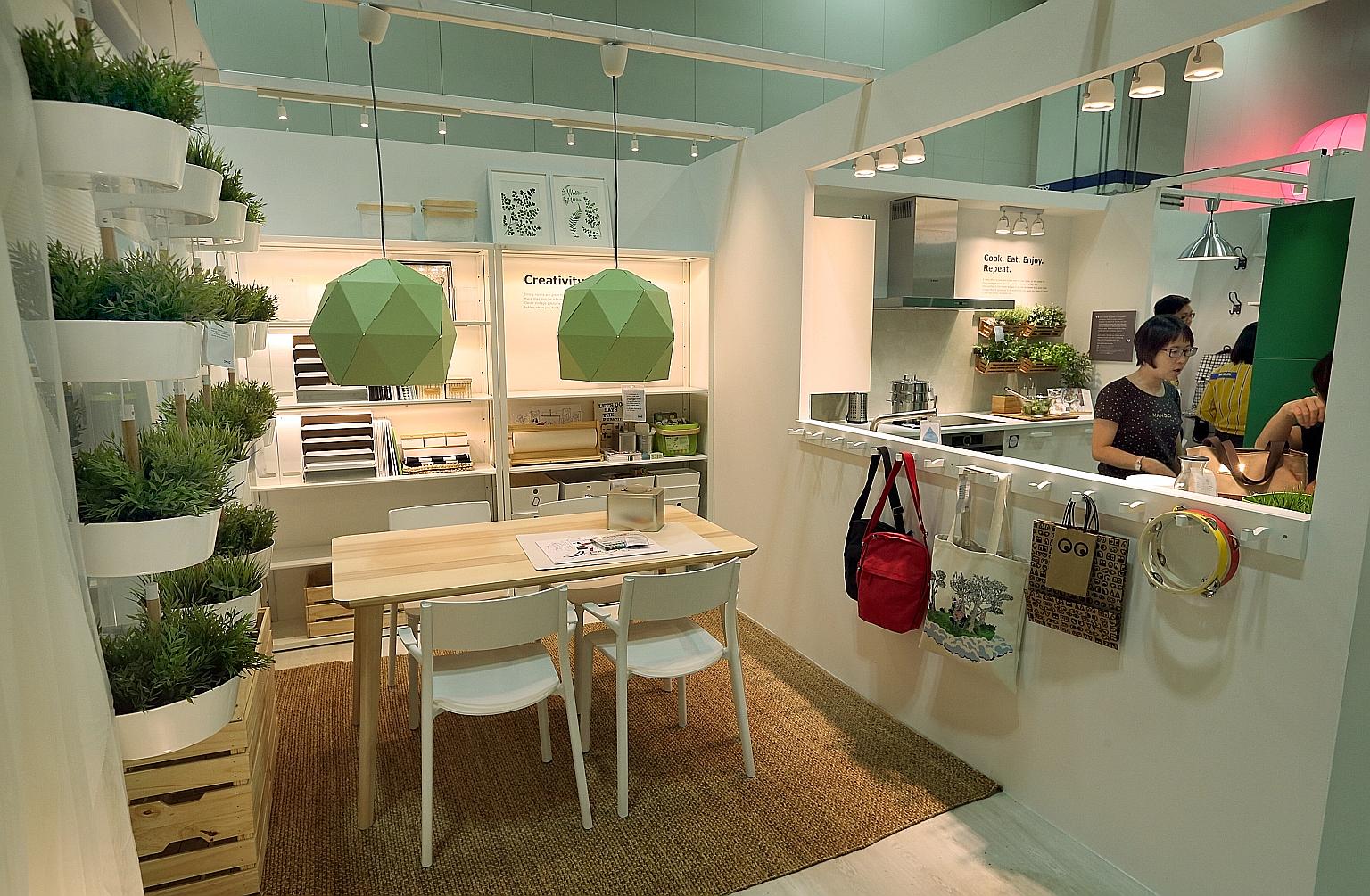 The Ikea sustainable home showcase at Green Living 2016, which opened yesterday at the Marina Bay Sands Convention Centre. The eco-lifestyle event offers more than 40 workshops and seminars for the public, on topics such as terrarium making and organ