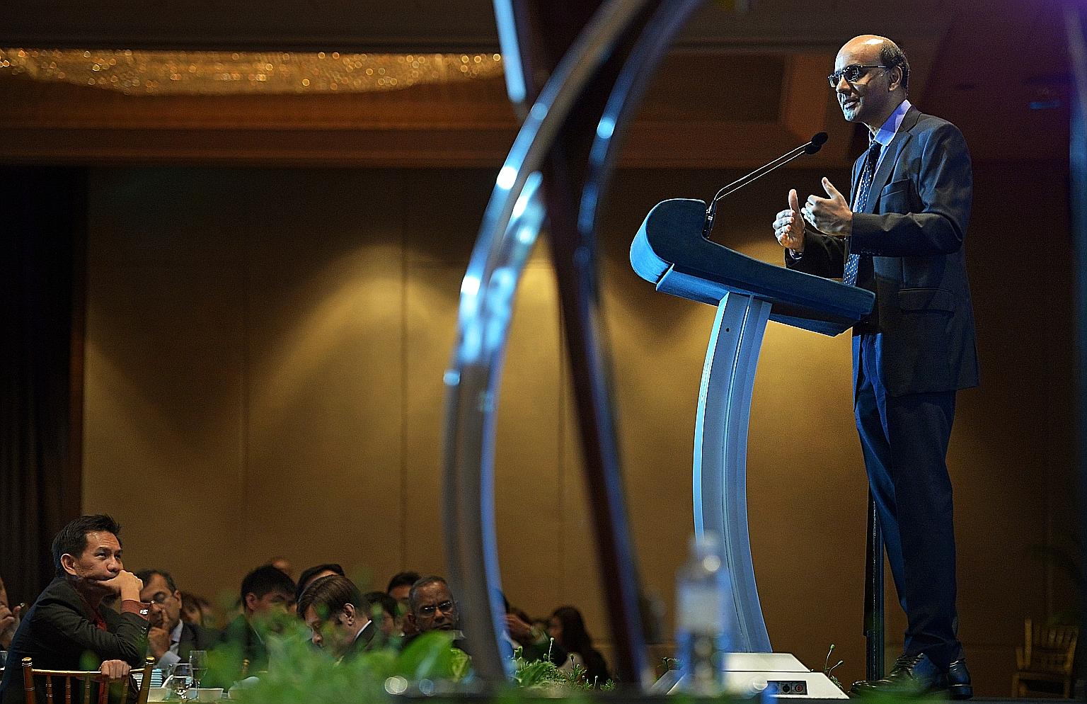 Mr Tharman, speaking at the annual dinner of the Economic Society of Singapore at the Mandarin Orchard Hotel yesterday, said the Government, the Council of Presidential Advisers, the elected president and Parliament each play a crucial role in sustai