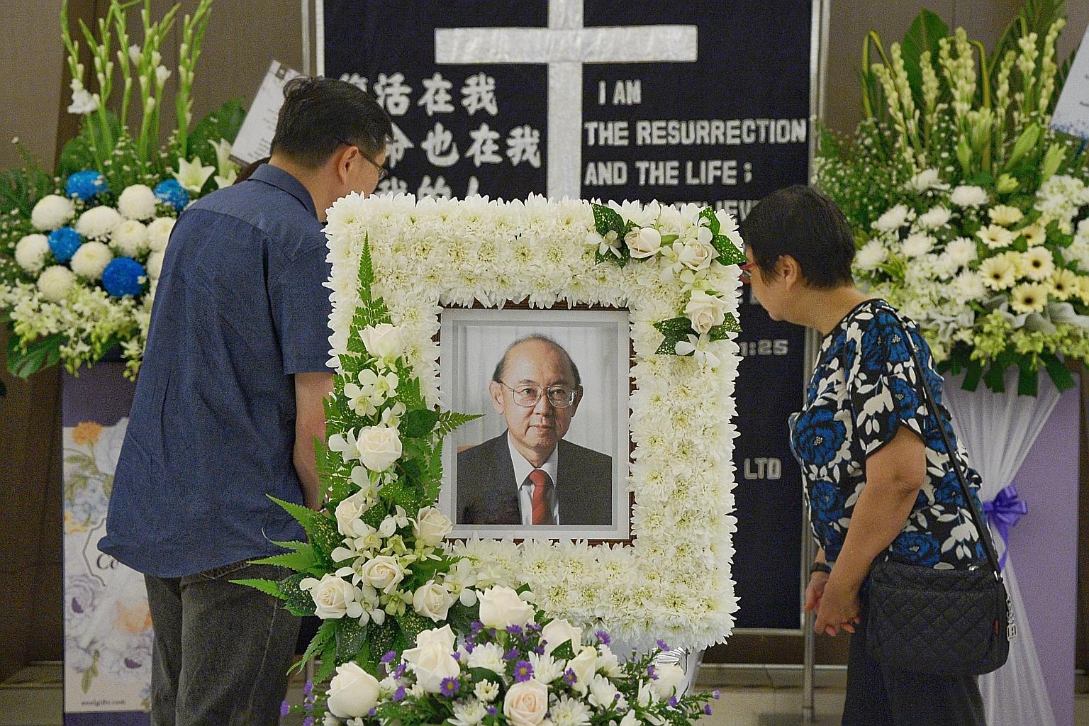 At Dr Khoo Kay Chai's wake at Mount Vernon Sanctuary last night. Dr Khoo started overseas exchange stints for students in the 1980s and provided career guidance, at a time when such initiatives were not common.