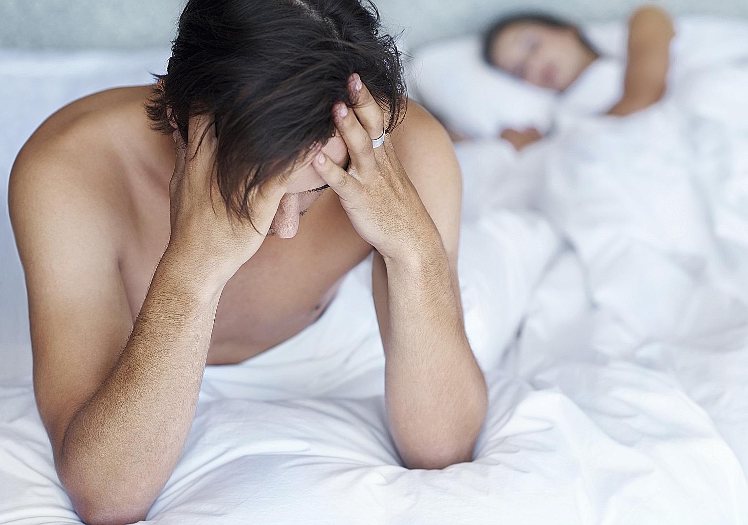 Psychological causes for sexual dysfunction in younger men could originate from job or marital stress, performance anxiety with a new partner, or guilt from the inability to satisfy their partner.