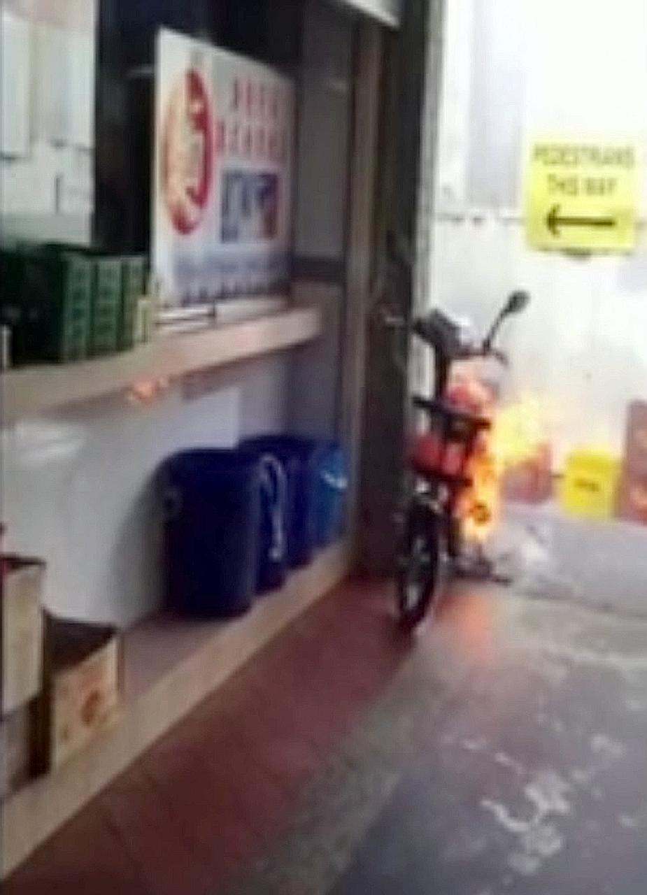 The e-bike burst into flames while it was being charged in Telok Blangah Crescent.