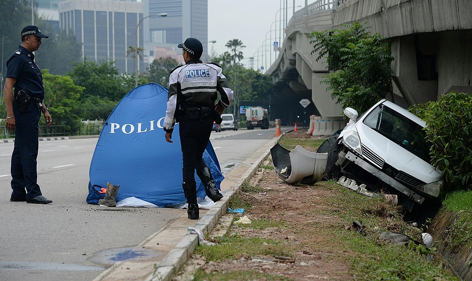 A pedestrian, understood to be a foreign worker, was killed when he was hit by a car in Keppel Road yesterday. The accident happened about 10.15am near the Tanjong Pagar Railway Station. The 35-year-old man was pronounced dead at the scene, said poli