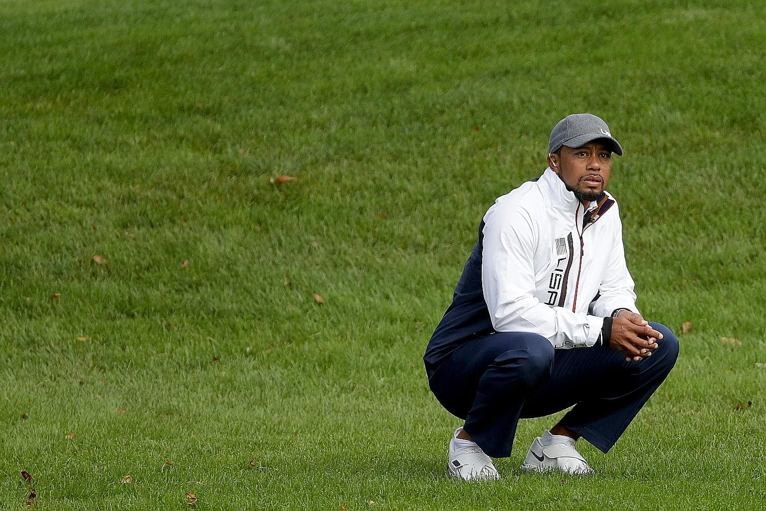 US vice-captain Tiger Woods looks on during this year's Ryder Cup at Hazeltine National Golf Club. The 14-time Major champion has not played tournament golf since August last year and has not won on the PGA Tour since 2013.