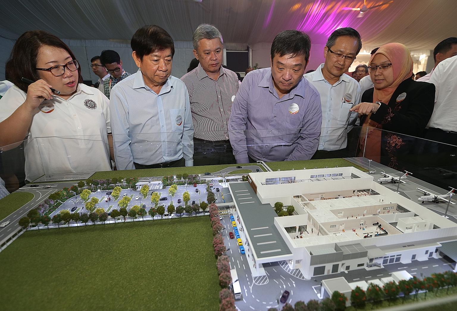 (From left) Changi Airport Group assistant vice-president Sharon Ang, Transport Minister Khaw Boon Wan, Government Parliamentary Committee for Transport members Ang Hin Kee, Sitoh Yih Pin and Lim Biow Chuan, and Ang Mo Kio GRC MP Intan Azura Mokhtar 