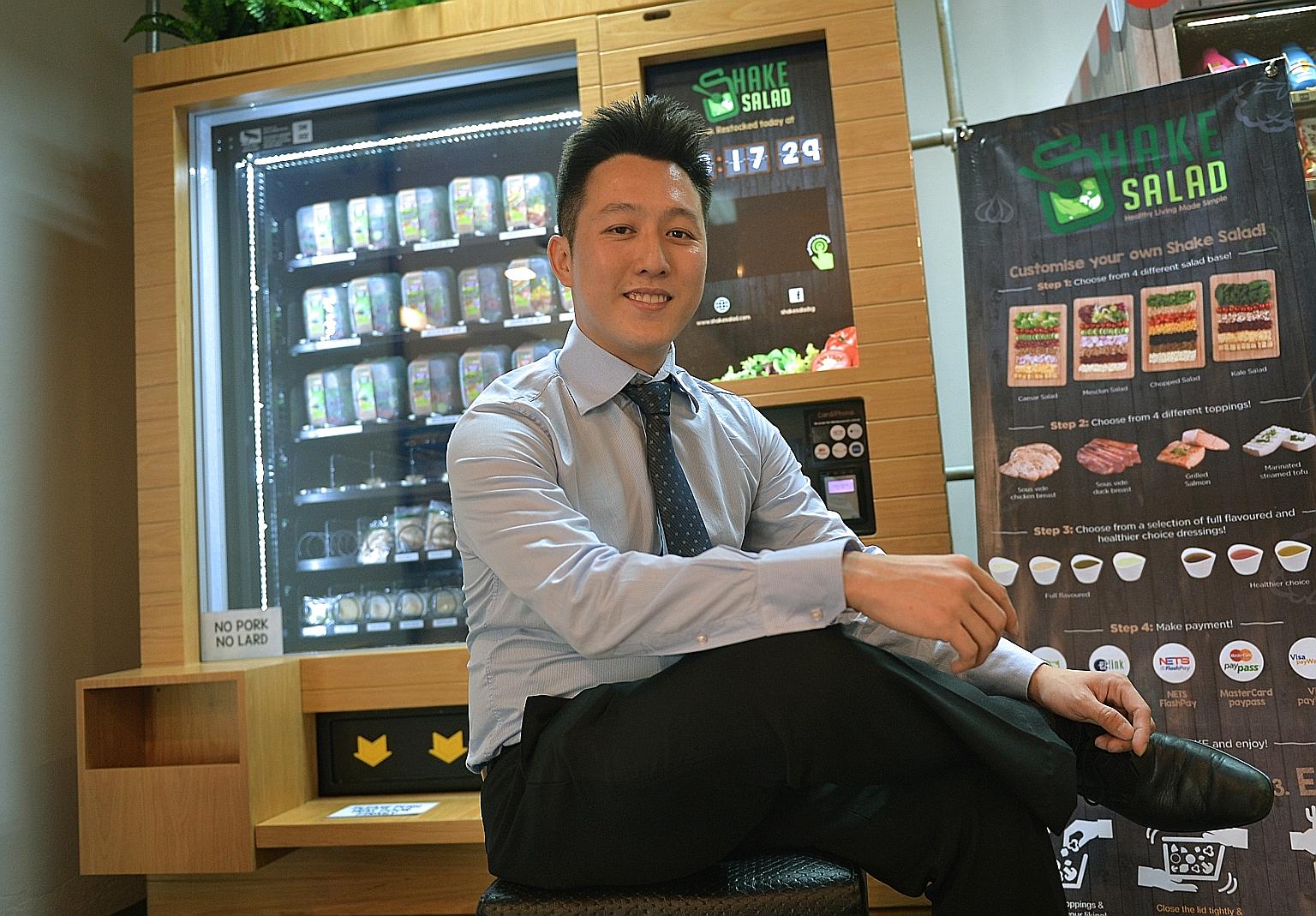 Dr Heng, a former national sailor, started Shake Salad after obtaining his PhD in mechanical engineering with a focus on biofuels from the University of California, Los Angeles, last year. Shake Salad machines have been launched at RELC International