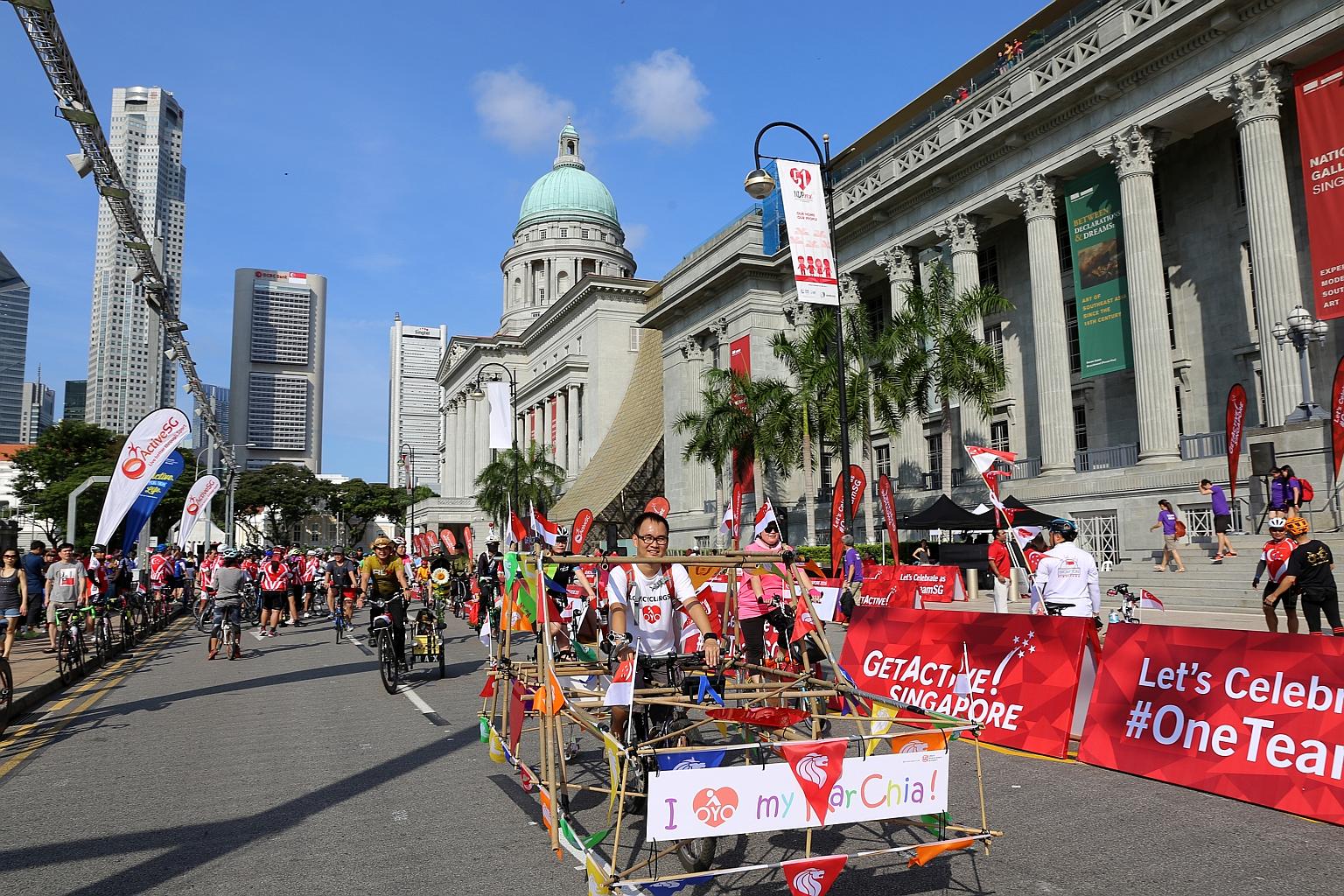 Product designer and Love Cycling SG founder Woon Taiwoon, 42, at the last edition in July. The pilot had drawn "tens of thousands" of Singaporeans and a lot of positive feedback, said National Development Minister Lawrence Wong.