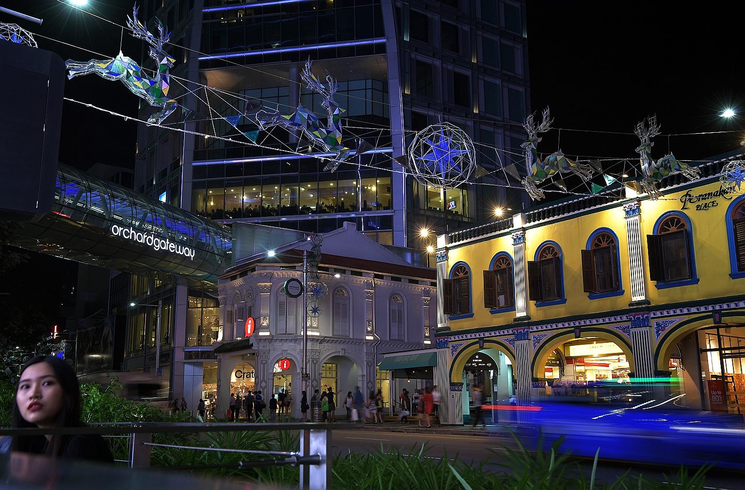 Decorations put up outside Orchard Gateway. The Orchard Road Business Association said fire safety has been ramped up this year. Last year, there were two fire incidents involving Christmas decorations in the shopping belt.