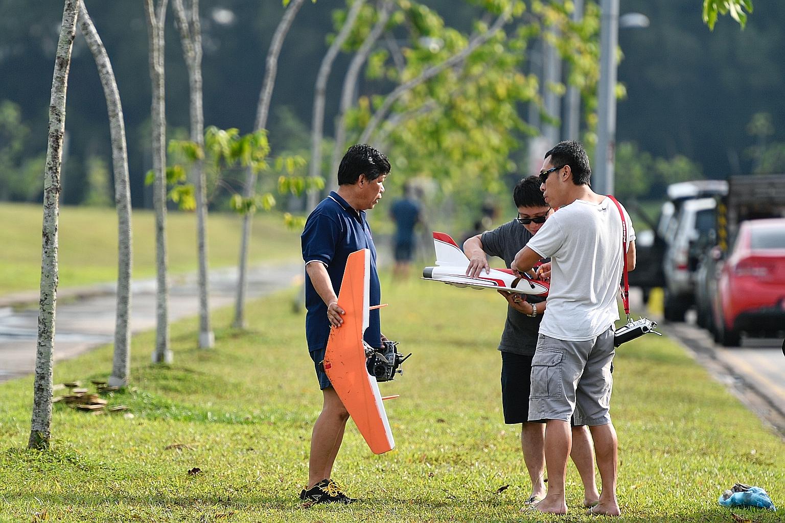 When The Sunday Times visited this field in Tampines recently, some people the reporter spoke to admitted they were flying drones without a permit. Flying drones at this field along Tampines Avenue 10 requires a permit as it is within 5km of Paya Leb