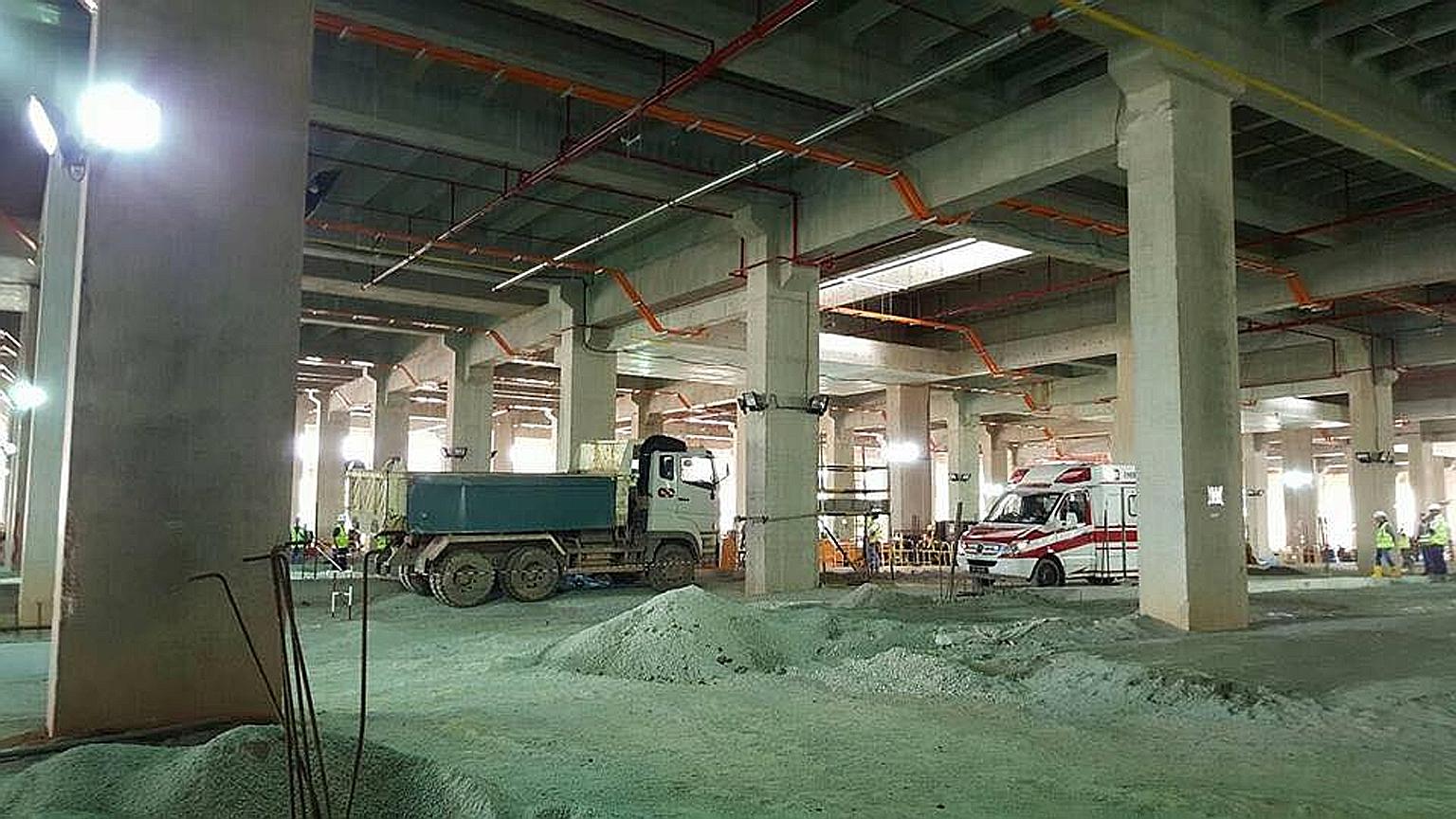 The two Bangladeshi nationals were run over by a reversing tipper truck at the Mandai construction site (left). There was another fatal incident at the same worksite in May, when a worker died after he was pinned under a metal beam that had fallen fr