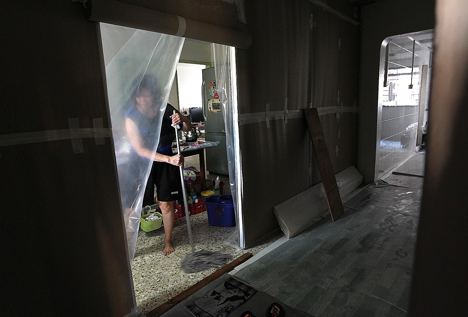 Residents of Block 36, Bedok South Avenue 2, had to put up with noise, dust and inconvenience for 10 days as improvement works to their toilets and bathrooms were carried out. Built in 1977, their block is included in the Home Improvement Programme,