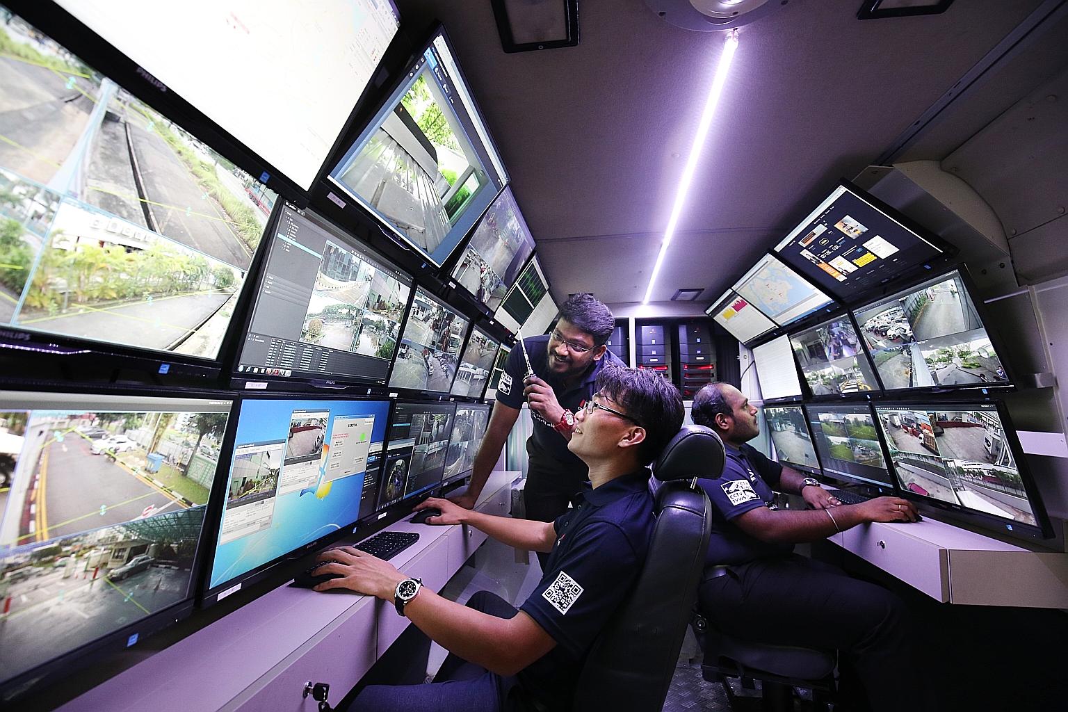 Concorde Security's I-Man Facility Sprinter security van, managed by three people, connects wirelessly to the security feeds of buildings around it, cutting the need for each building to have its own security guard.