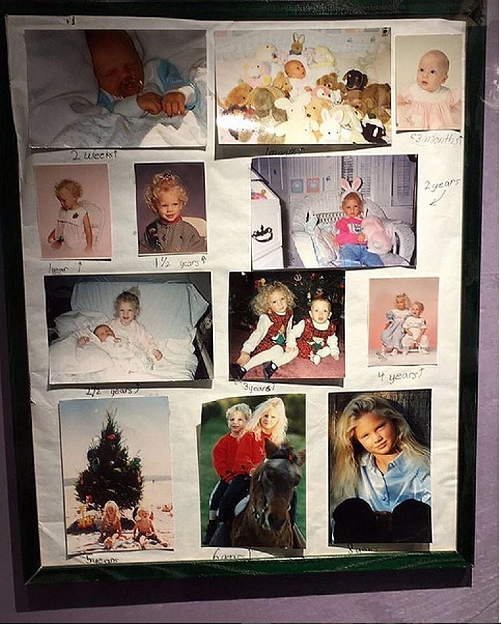 Photos of singer Taylor Swift from ages one to eight are included in the exhibition.