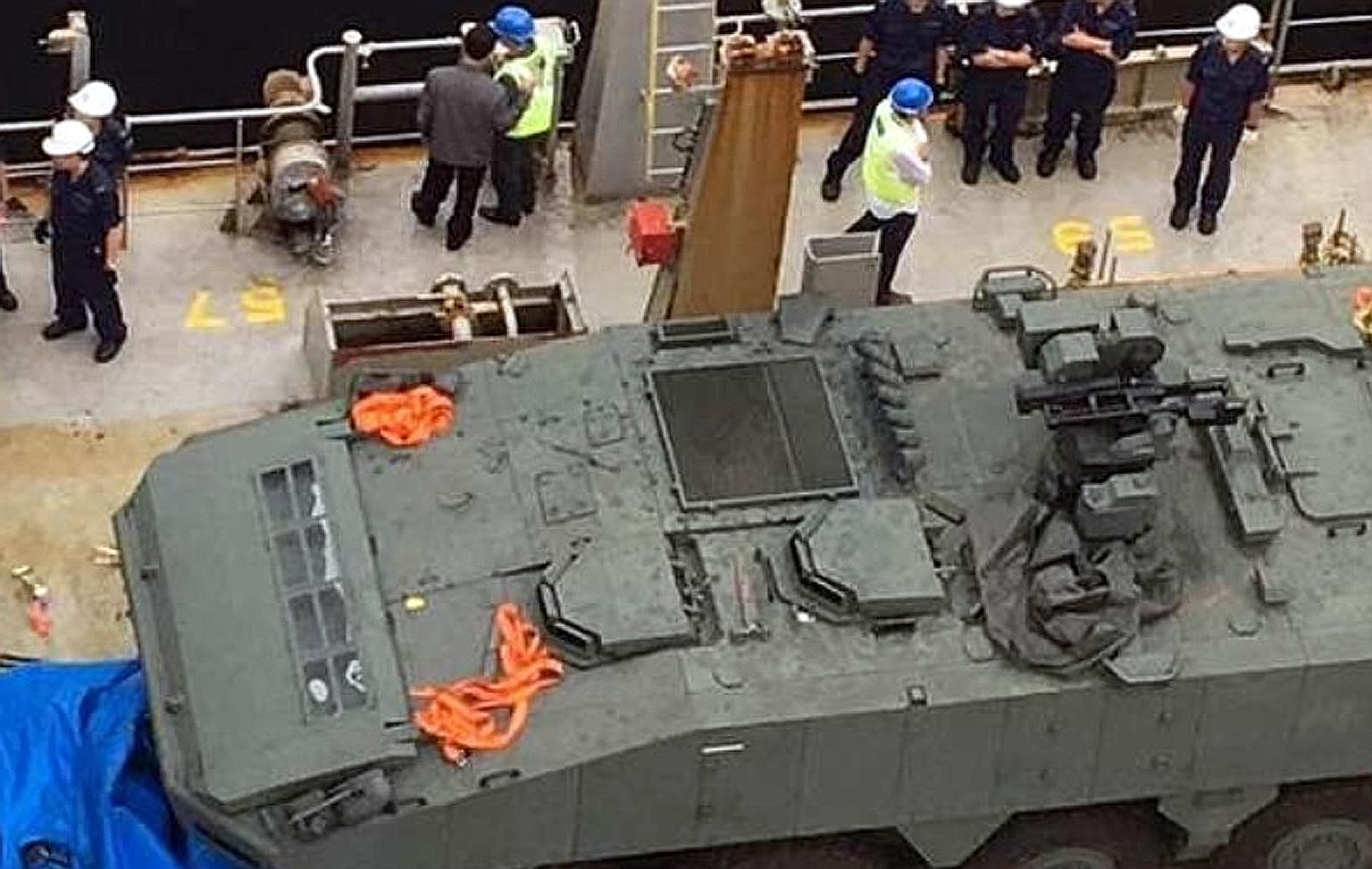 Nine Singapore-bound Terrex Infantry Carrier Vehicles were seized by Hong Kong Customs at a port last Wednesday.