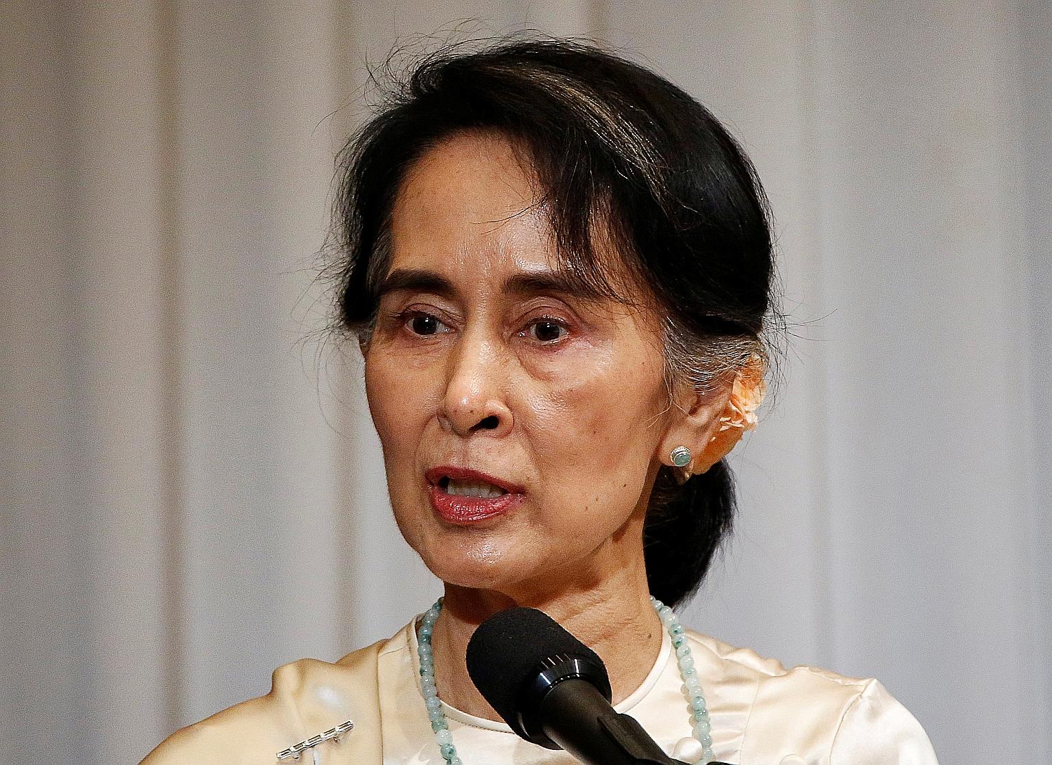 This is Ms Suu Kyi's first visit to Singapore since assuming the post of state counsellor in April this year, in the civilian government that came to power last November.