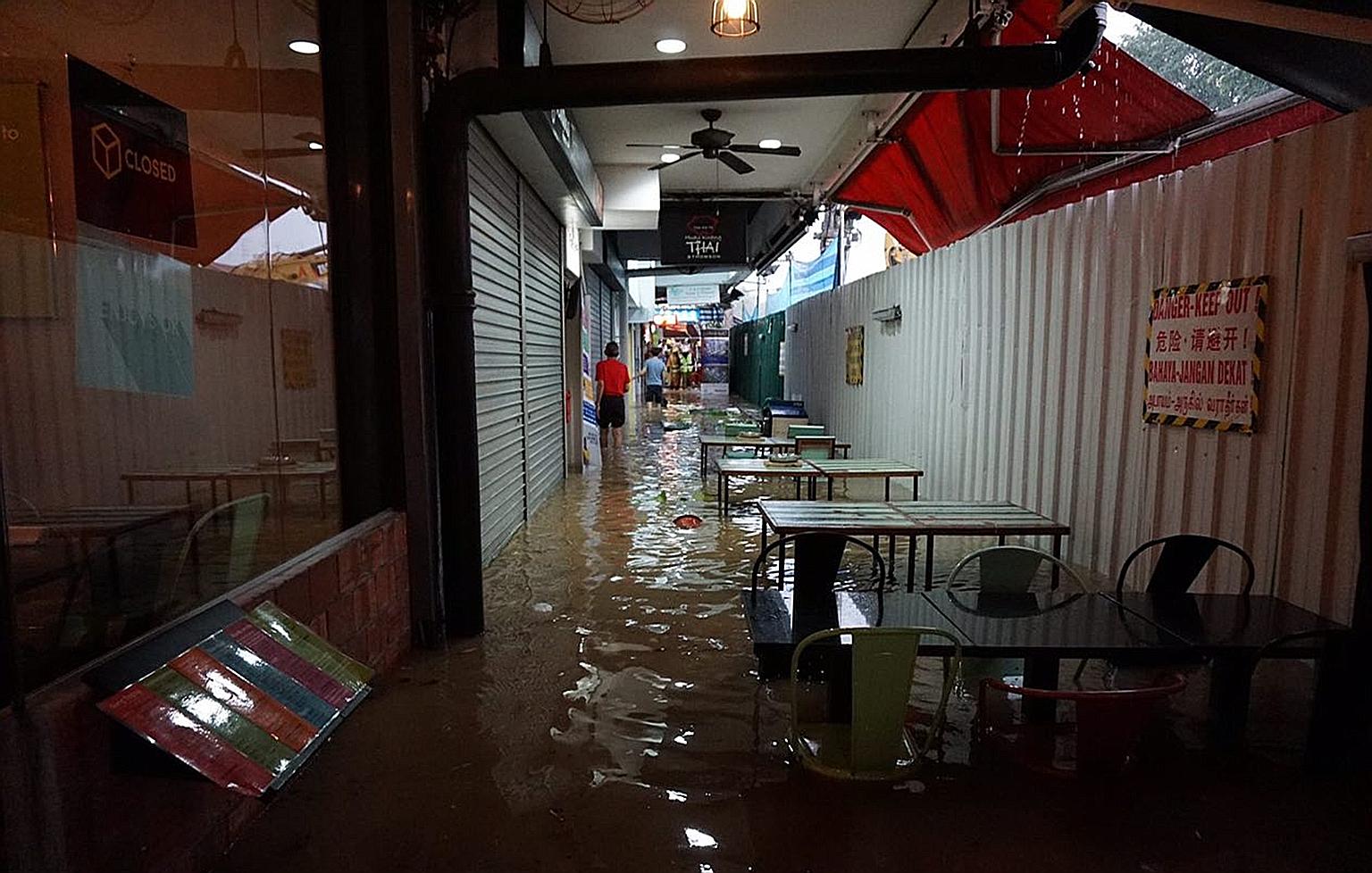 Eateries and shops along Upper Thomson Road were flooded last Saturday. Tenants said they racked up thousands of dollars in losses.